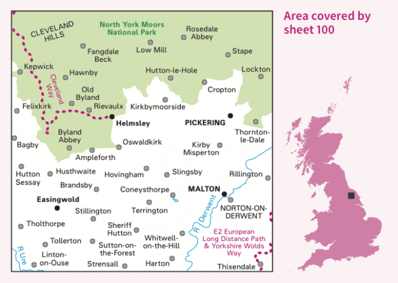 OS Landranger Map 100 - Malton and Pickering Helmsley and Easingwold-1